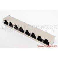 供应广东省**制造商大量生产RJ45屏蔽联体网络插座连接器 提供2x8网络插座