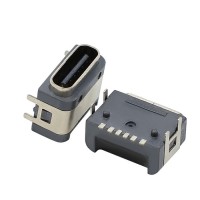 纽系TYPE-C 6P防水 USB母座 USB3.1 带固定柱 四脚固定全贴 手机连接器