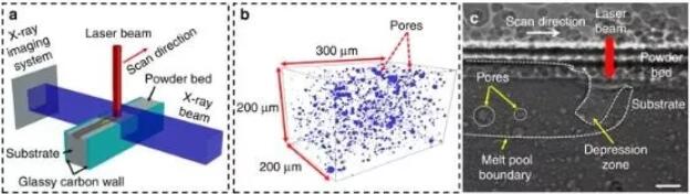 LPBF加工过程中孔隙动力学的原位表征-原位高速X射线成像实验的示意图