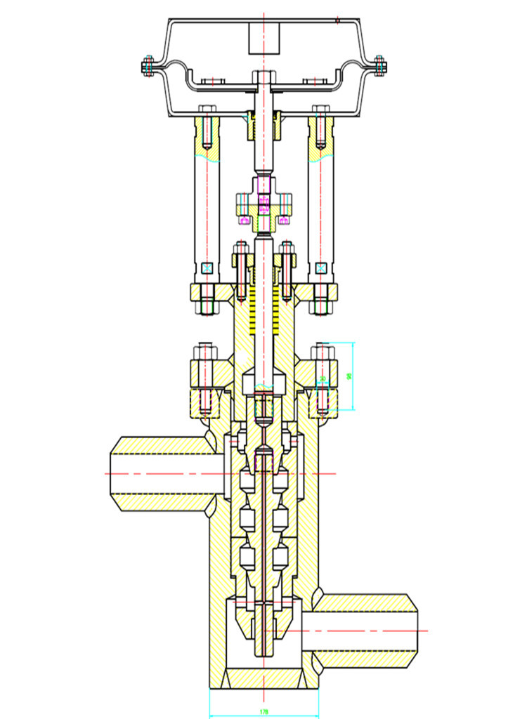 薄膜式串级节流阀调节阀（剖视图）2