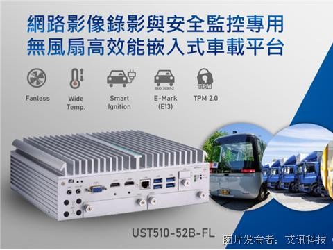艾讯科技推出网络影像录像与安全监控专用无风扇高效能嵌入式车载平台UST510-52B-FL