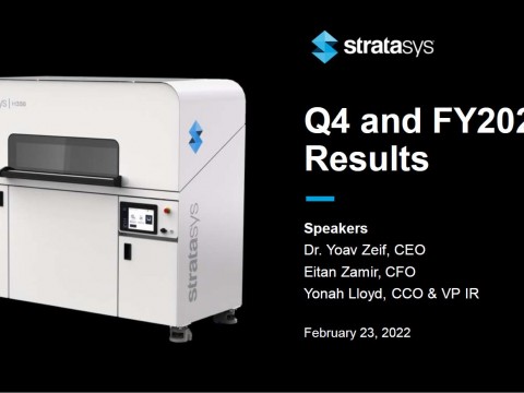 聚合物3D打印领导者Stratasys 2021年营收6.07亿美元，增长16.7%