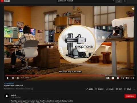 Snapmaker亮相苹果新品发布会! 3D打印消费化进程加快