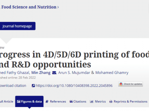 江大张慜教授团队顶刊综述：食品4D/5D/6D打印的进展、应用和研发机会