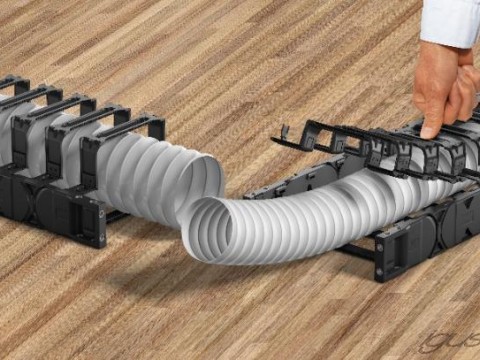 E4Q拖链新增拓展横杆，用于安全引导大尺寸软管