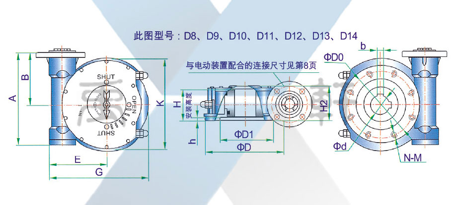 QDX3-D10电动阀门蜗轮蜗杆箱(图1)