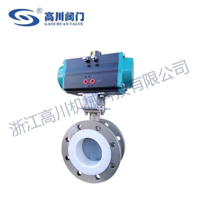 D641F46气动法兰衬氟蝶阀图2